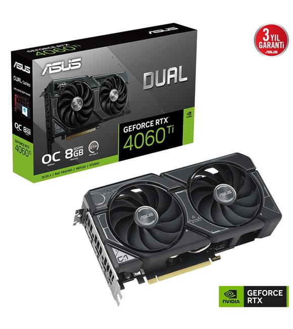 Asus Dual GeForce RTX4060TI OC DUAL-RTX4060TI-O8G 8GB GDDR6 128Bit DX12 DLSS 3 Gaming Ekran Kartı_1