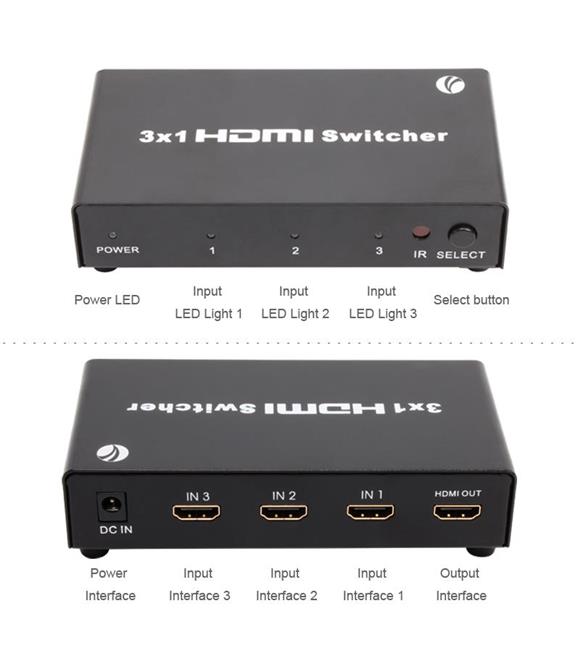 Vcom DD433 3-1 Port 1.4V 3D Metal Hdmi Switch