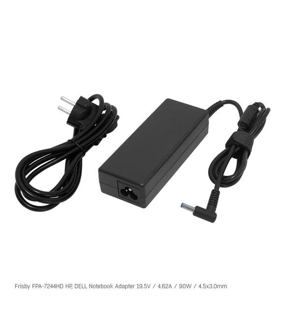 Frisby FPA-7244HD Notebook Adaptör (HP, DELL) 19.5V 4.62A (Uç Boyutu : 4.5 x 3.0mm)