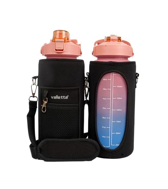 Valletta VLT1294 Eldorado 3lü Set  Motivasyonel Su Matarası Pembe(2000ml-750ml-300ml)Çantalı_2