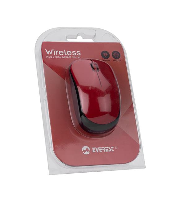 Everest SM-833 Usb Siyah-Kırmızı 1200dpi Optik Kablosuz Mouse