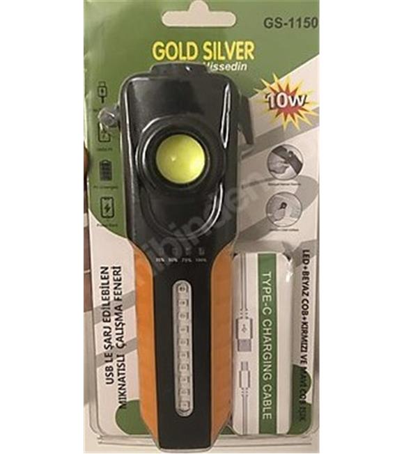 Gold Silver GS-1150 Mıknatıslı Powerbanklı Fener