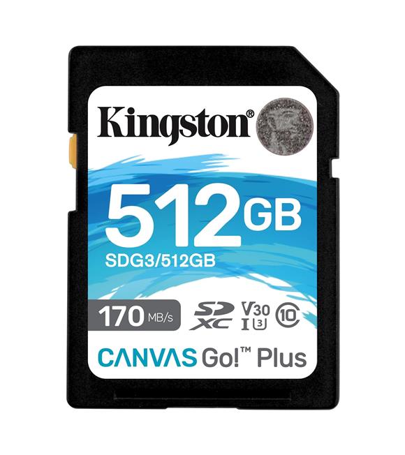 Kingston SDG3-512GB 512GB SDXC Canvas Go Plus 170R C10 UHS-I U3 V30 Hafıza Kartı