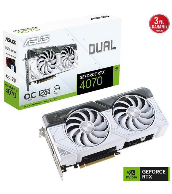 Asus Dual GeForce RTX 4070 OC DUAL-RTX4070-O12G-WHITE GDDR6X 192Bit DX12 DLSS 3 Ekran Kartı_1