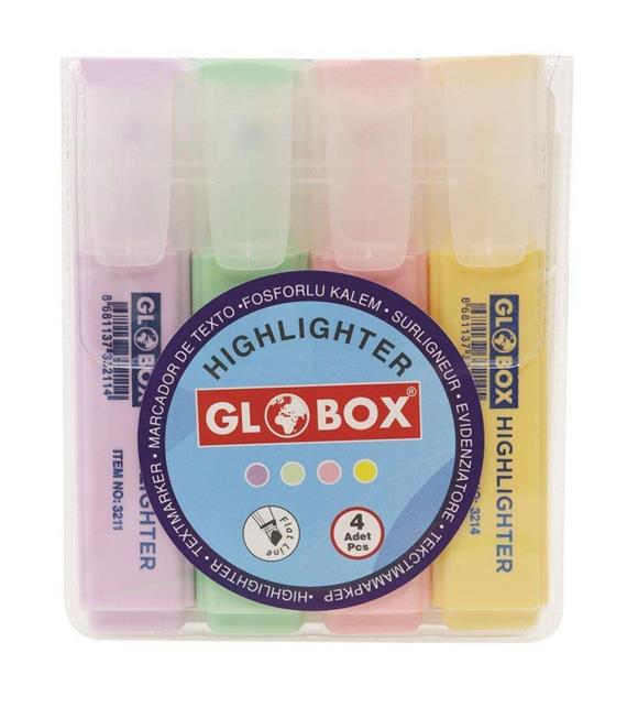 Globox Fosforlu Kalem Pastel Renk 4 LÜ 3230