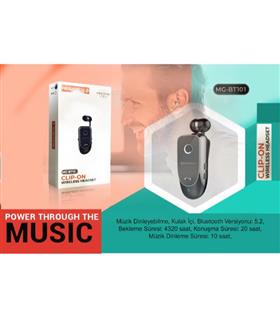 Megatech Mg-Bt103 Clıp-On Makaralı Bluetooth Kablosuz Kulaklık