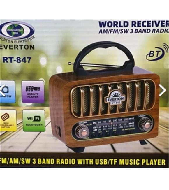 Everton Rt-847 Bluetooth -Usb-Tf-Am-Fm-Sw-Tws-Usb Şarj Nostaljik Radyo