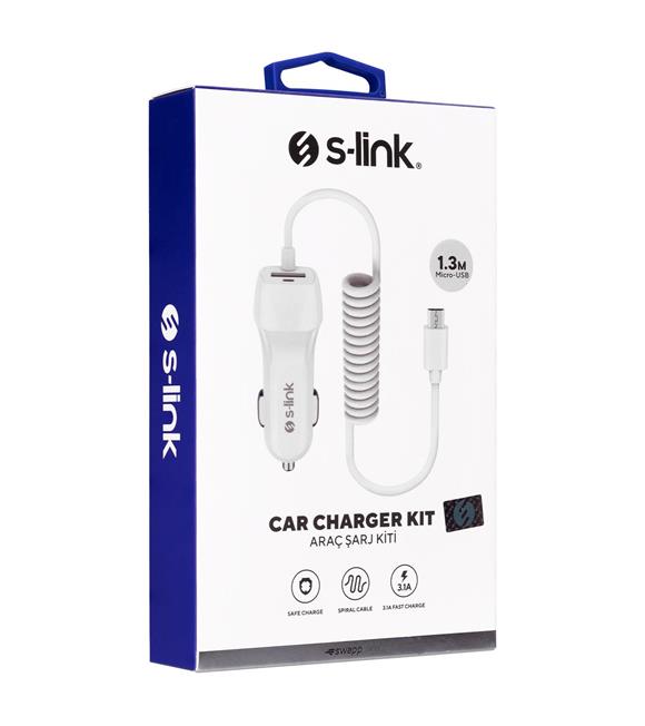 S-link Swapp SW-C535 1 Usb + Micro Usb 12-24V 3.1A Kablolu Araç Şarj Cihazı