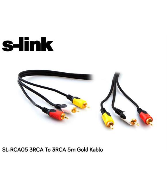 S-link SL-RCA05 3RCA To 3RCA 5m Gold Kablo