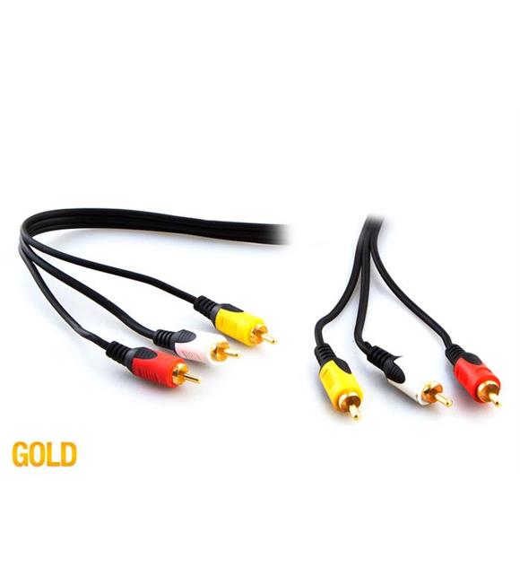 S-link SL-RCA10 3RCA To 3RCA 10m Gold Kablo