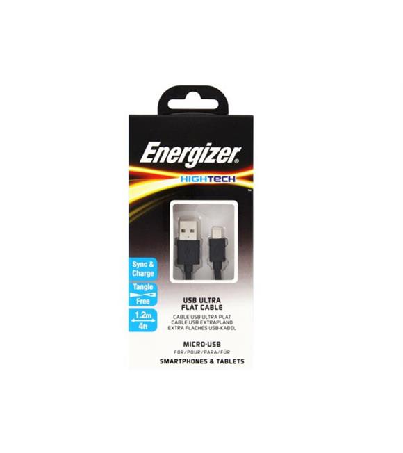 Energizer C21UBMCGBK4 1.2m Flat Micro Siyah Usb Kablosu