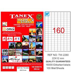 Tanex Laser Etiket 100 YP 22x12 Laser-Copy-Inkjet TW-2280