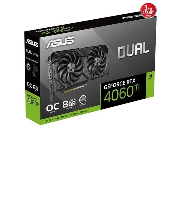 Asus Dual GeForce RTX4060TI EVO OC 8GB DUAL-RTX4060TI-O8G-EVO GDDR6 128Bit Ekran Kartı