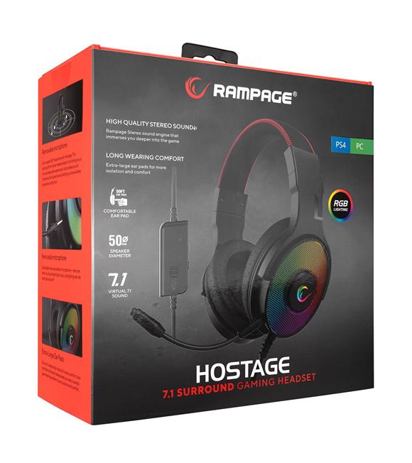 Rampage R46 HOSTAGE Siyah USB 7.1 Surround RGB Ledli Gaming Oyuncu Mikrofonlu Kulaklık_1