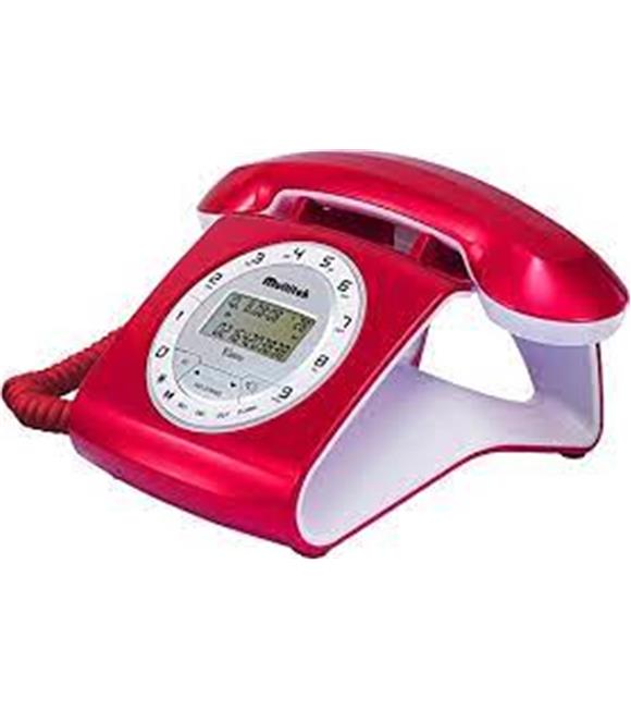 Multitek Retro Özel Tasarımlı Kablolu Siyah-Kırmızı-Gri-Turuncu-Beyaz Masa Üstü Telefon