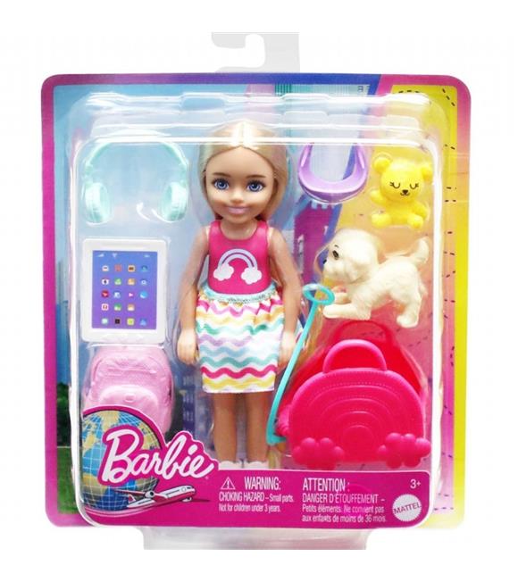 Barbie Seyahatte Chelsea Bebek ve Aksesuarları HJY17