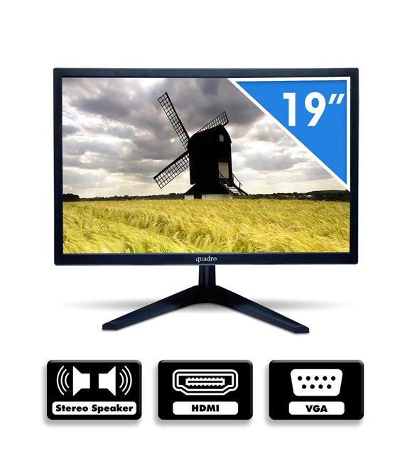 Quadro 19" Q190VH 8ms HDMI+VGA Multimedya Siyah Geniş Ekran Monitör