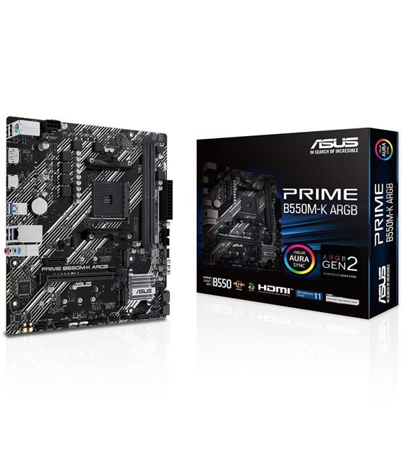 Asus Prime B550M-K ARGB 5100MHz (OC) DDR4 Soket AM4 M.2 HDMI mATX Anakart