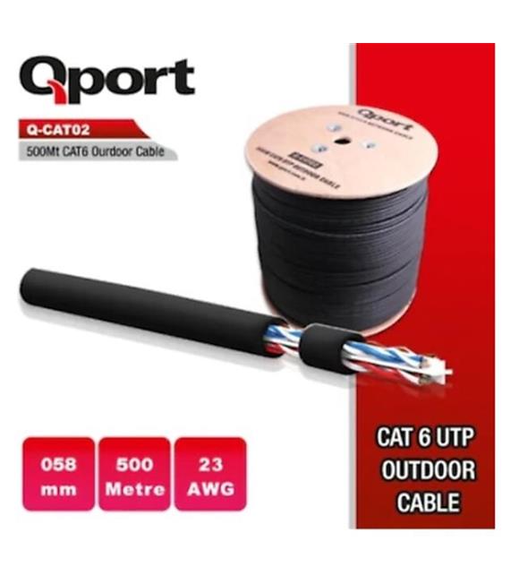 QPORT Q-CATO2 500mt Outdoor Cat6 23AWG 0.58MM Dış Mekan Kablo