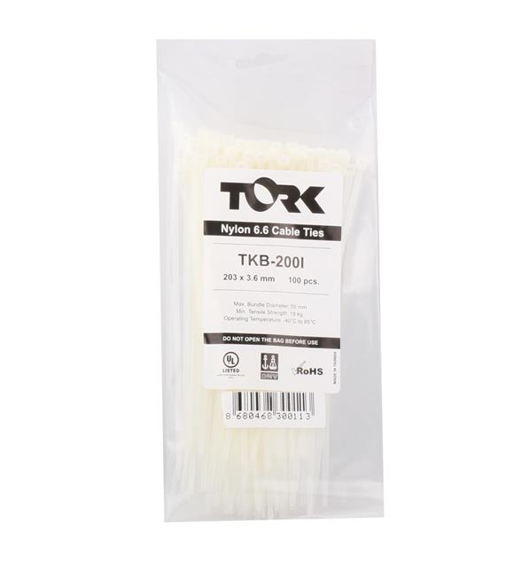 Tork TRK-200-200x7.5mm Beyaz 100lü Kablo Bağı