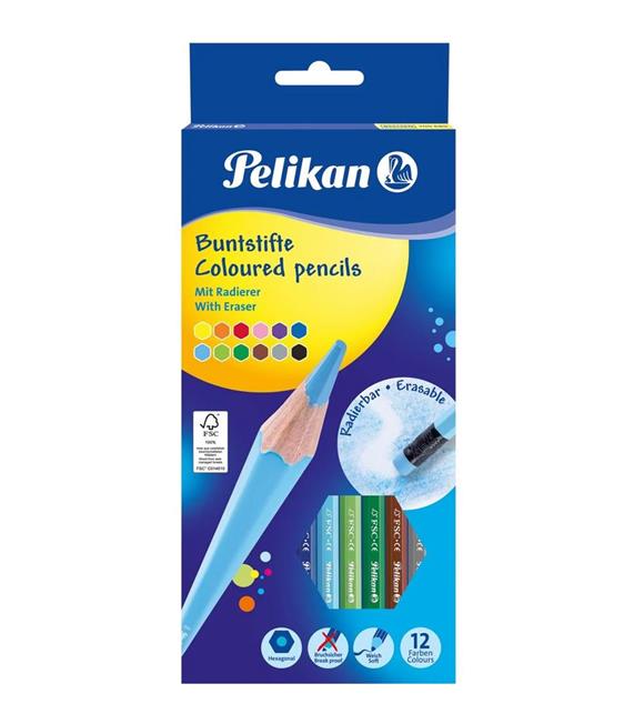 Pelikan Kuru Boya Kalemi Silgili 12 Li 700689