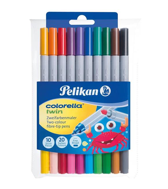 Pelikan Keçeli Kalem Colorella 2 Li Uç 20 Renk 10 Lu 949 511