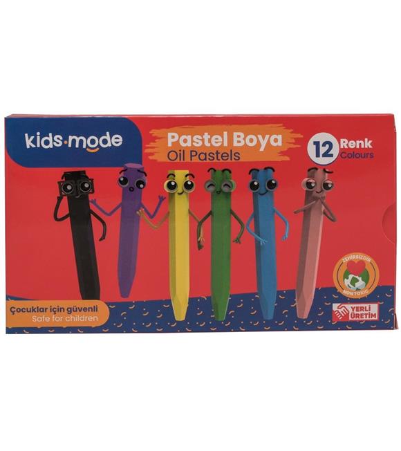 Kidsmode Yağlı Pastel Boya Altıgen 12 Renk