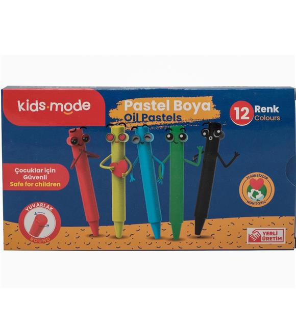 Kidsmode Yağlı Pastel Boya Yuvarlak 12 Renk