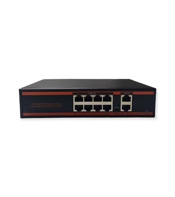 Nova ND1P802ALG 8 Port Poe+ 10-100 Mbps 2 Port 10-100-1000 Mbps Uplink Switch 150W