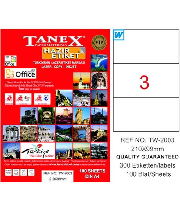 Tanex Laser Etiket 100 YP 210x99 Laser-Copy-Inkjet TW-2003