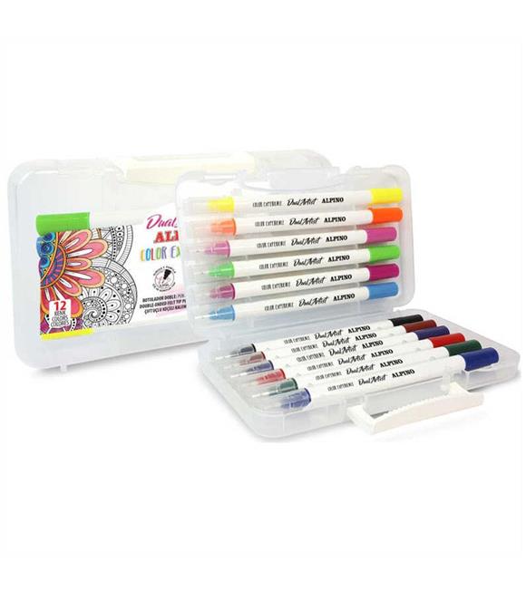 Alpino Keçeli Boya Kalemi Çift Yönlü Fırça Uçlu 12 Lİ AR800186