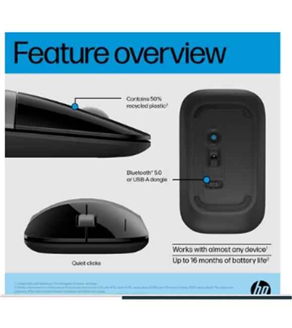 HP Z3700 758A9AA Bluetooth 2.4GHz 1600DPI Silver Wireless Optik Mouse_1