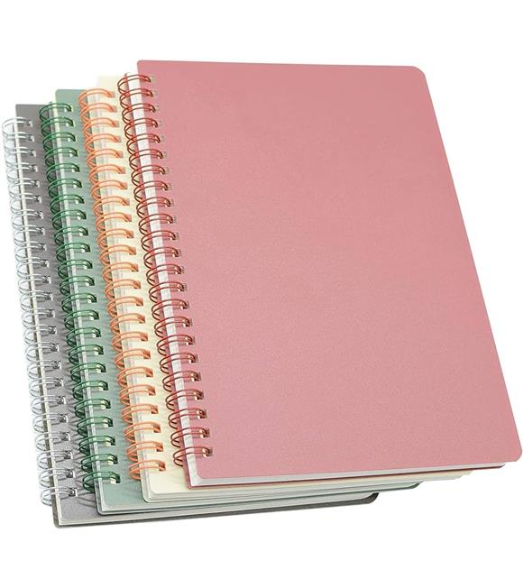 Elma Spiralli Sert Kapak Defter Pastel 13x21 100 YP Kareli