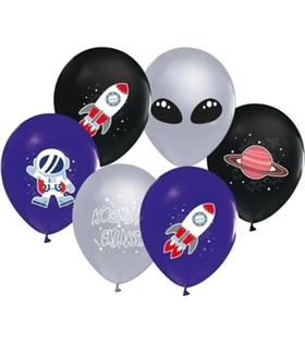 Balonevi Balon 4+1 Kozmik Galaksi Baskılı 12" 8 Li