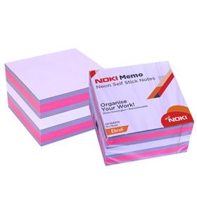Noki Yapışkanlı Not Kağıdı Küp 450 Syf 75x75 Neon Ebruli 12014-44