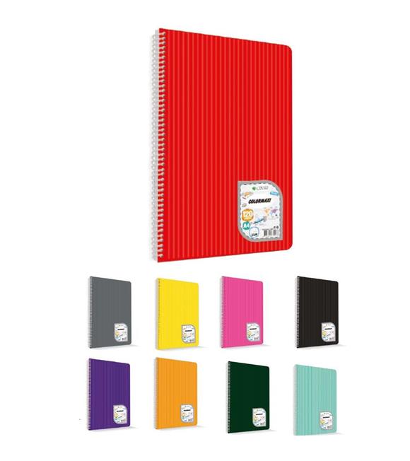 Çınar Colormaxi Spiralli Defter Plastik Kapak Kareli 96 YP A4 96/4 73005