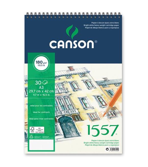 Canson 1557 Resim Ve Çizim Blok 180 GR A4 20 YP Üstten Spiralli