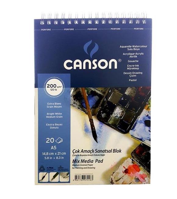 Canson Fınface Resim Blokları 200 GR A5 20 YP Üstten Spriralli