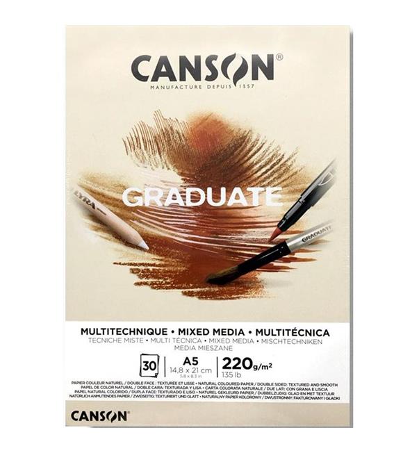 Canson Çizim Bloğu Graduate Mıx Medıa Natural 30 Syf A5 220 GR