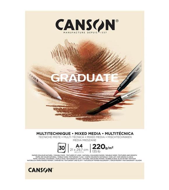 Canson Çizim Bloğu Graduate Mıx Medıa Natural 30 Syf A4 220 GR