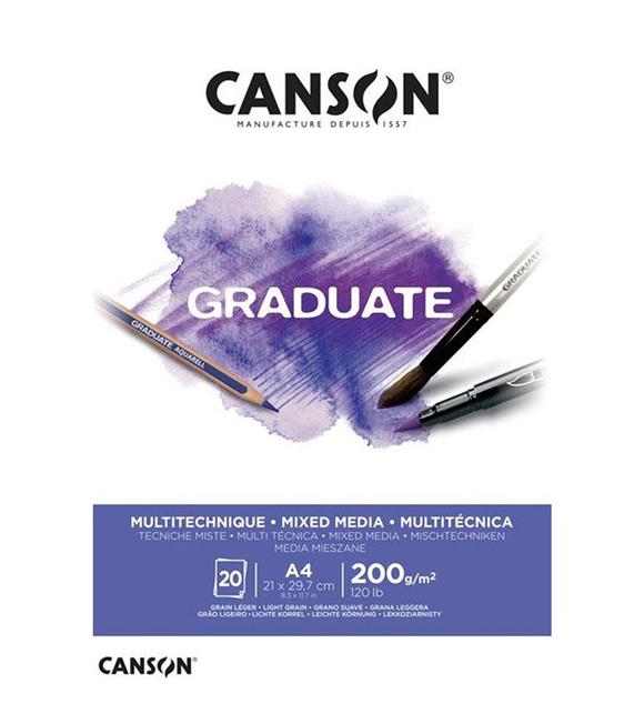 Canson Çizim Bloğu Graduate Mıx Medıa Beyaz 20 Syf A4 200 GR