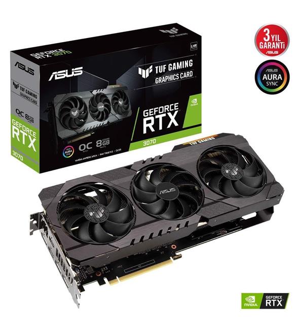 Asus Geforce TUF-RTX3070-O8G-V2-GAMING 8Gb Gddr6 256Bit 1845Mhz Oc 2Xhdmi 3Xdp Rgb Ekran Kartı