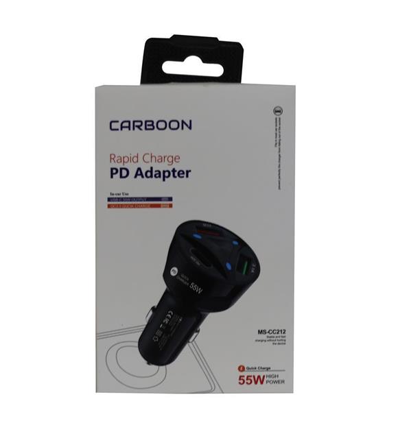 Carboon Ms-CC12 55W Pd 20w Type-c Grişi 2 Usb Araç Çakmaklık Girişli