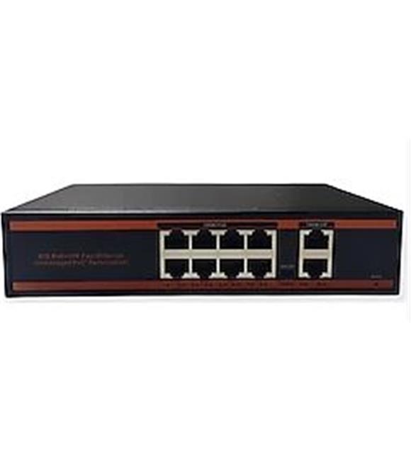 Nova NVC-HC1108PLS 8 Port Poe+ 10-100 Mbps 2 Port 10-100 Mbps Uplink Switch 120W