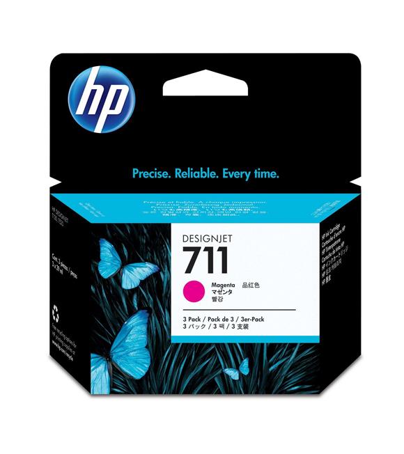 HP 711 Magenta Kırmızı 29ML 3lü Plotter Kartuş Seti CZ135A