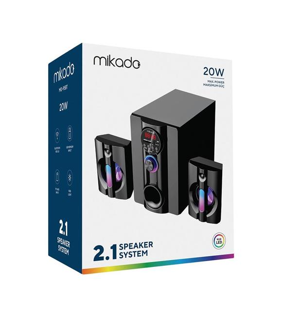Mikado MD-95BT 2+1 20W Siyah Multimedya FM-BT-SD-USB Speaker Hoparlör Kumandalı