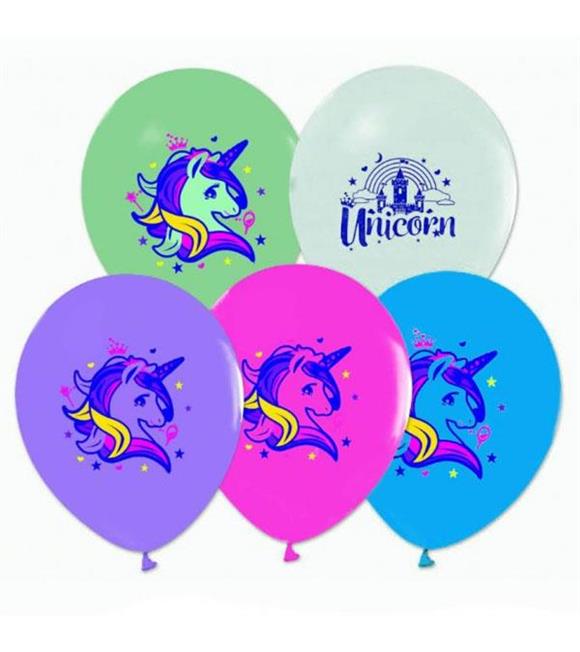 Balonevi Balon Unicorni Baskılı Pastelı 4+1 100 LÜ