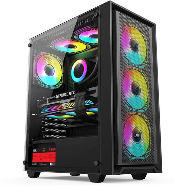 PowerBoost PB-P802AB 650w 80+ Bronze USB 3.0, ATX Mesh, RGB fan Siyah Kasa