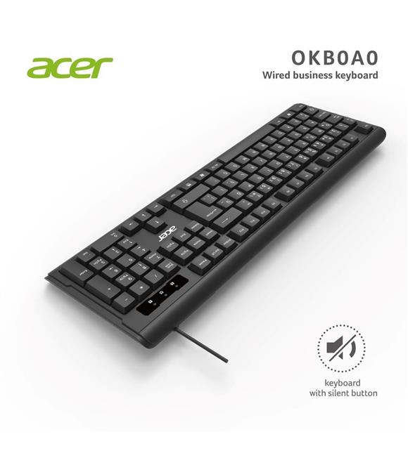 Acer OAK-0A0  Siyah Kablolu Sessiz Tuşlu  Klavye (Caps Lock) (Kablo Uzunluğu 1.50Cm)_1