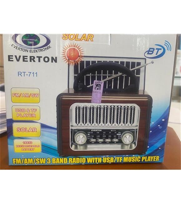 Everton Rt-711-Usb-Tf-Am-Fm-Sw-Tws-Usb Güneş Eenerjili  Nostaljik Radyo